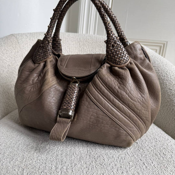 Fendi Spy Nappa Grey Leather Handbag