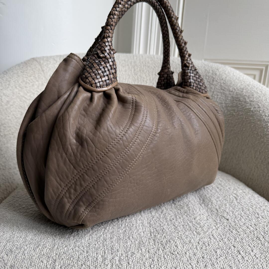 Fendi Spy Nappa Grey Leather Handbag