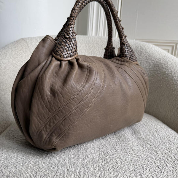 Fendi Spy Nappa Grey Leather Handbag