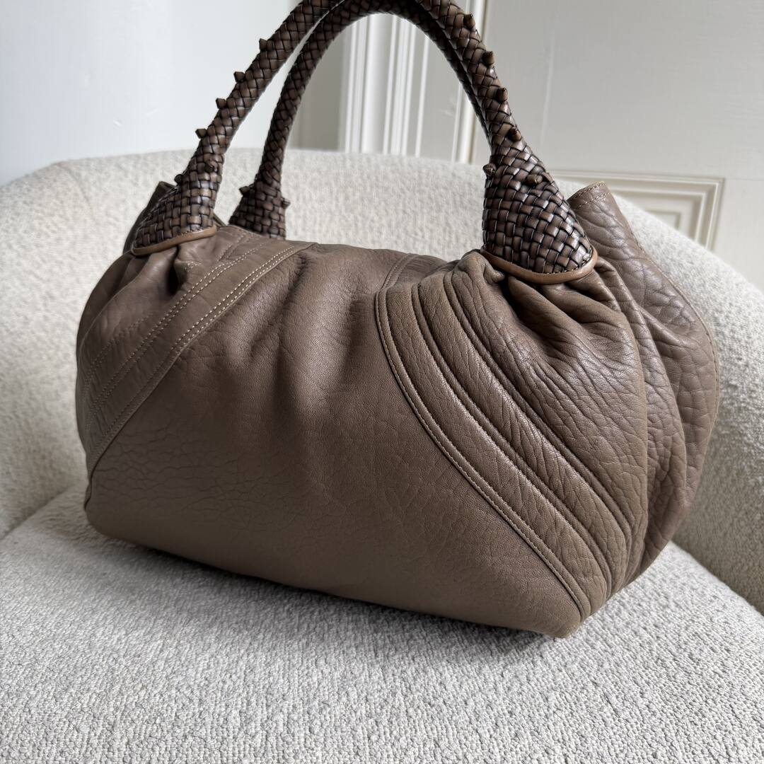 Fendi Spy Nappa Grey Leather Handbag