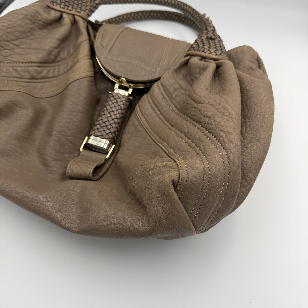 Fendi Spy Nappa Grey Leather Handbag