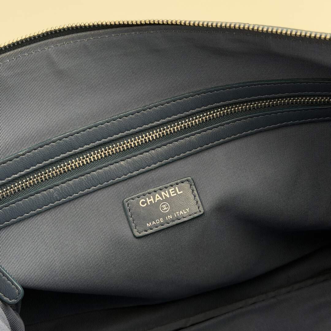 2016 Chanel Timeless CC Quilted Blue Leather Clutch Bag