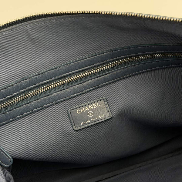 2016 Chanel Timeless CC Quilted Blue Leather Clutch Bag