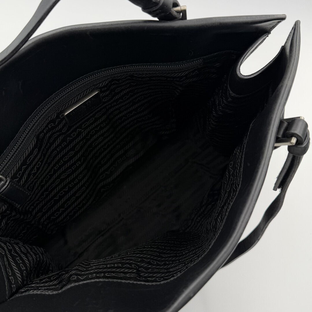 Archive Prada Pocket Leather Black Tote Bag