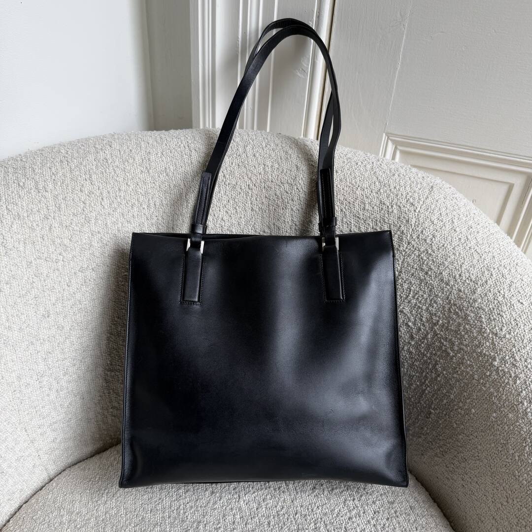 Archive Prada Pocket Leather Black Tote Bag