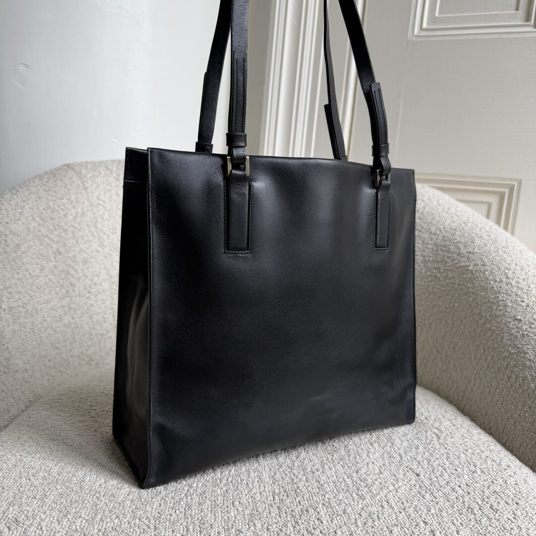 Archive Prada Pocket Leather Black Tote Bag
