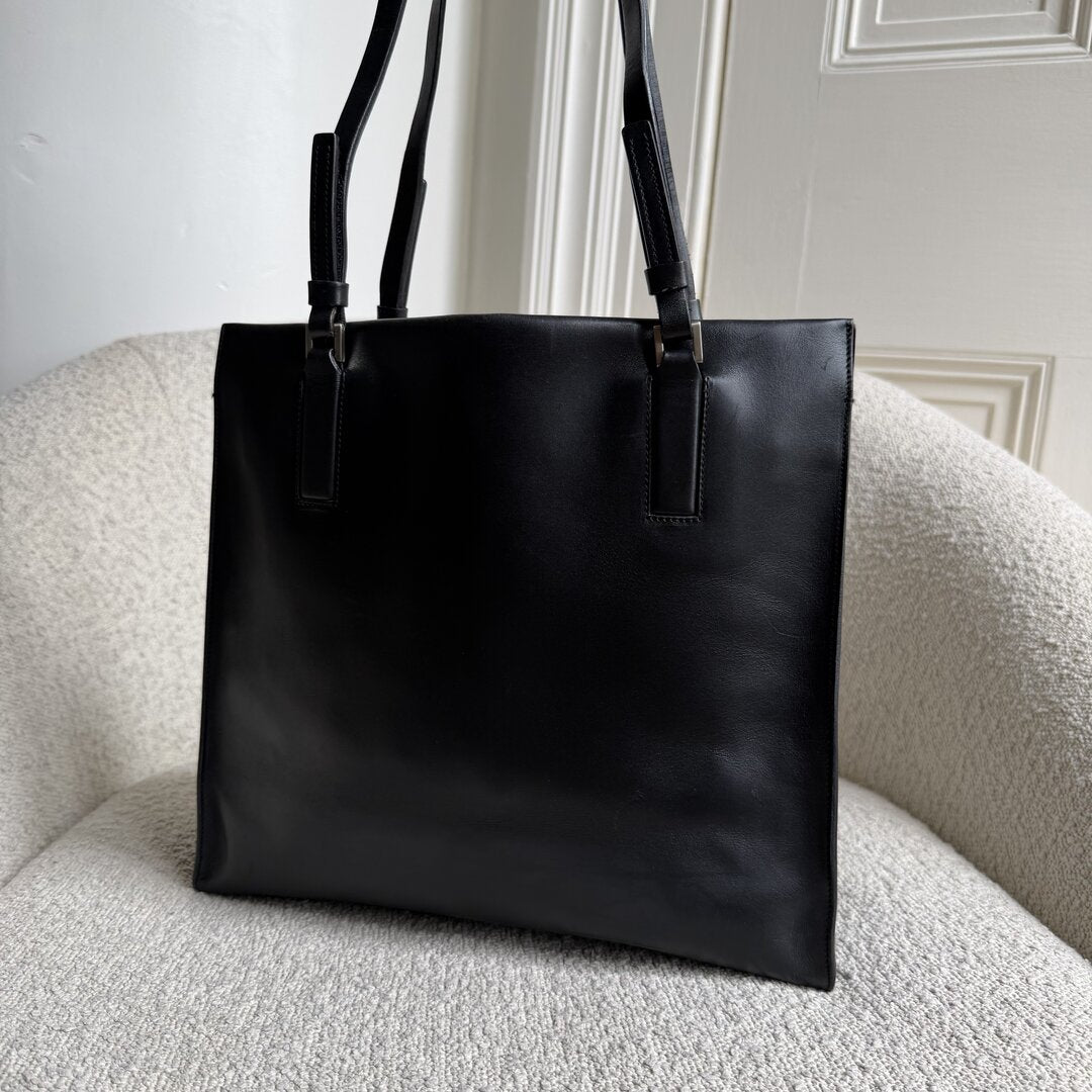 Archive Prada Pocket Leather Black Tote Bag