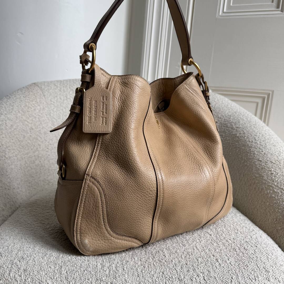 Prada Vitello Daino Beige Leather Shoulder Bag