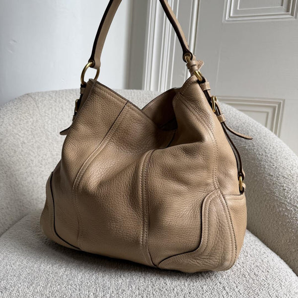 Prada Vitello Daino Beige Leather Shoulder Bag