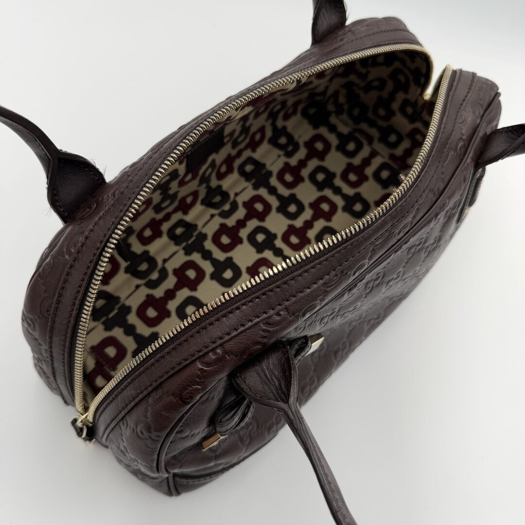 Gucci Guccissima Princy Brown Leather Shoulder Bag