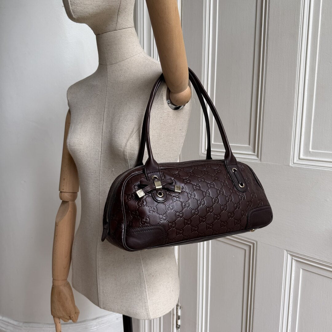 Gucci Guccissima Princy Brown Leather Shoulder Bag