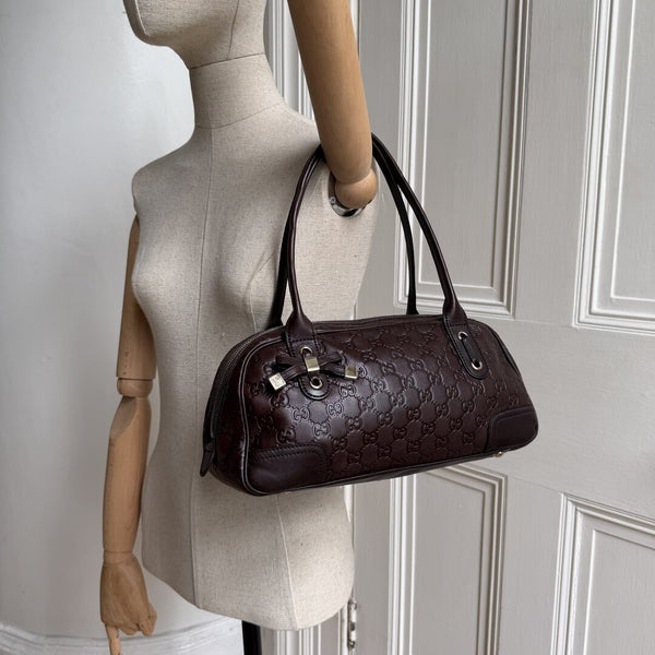 Gucci Guccissima Princy Brown Leather Shoulder Bag