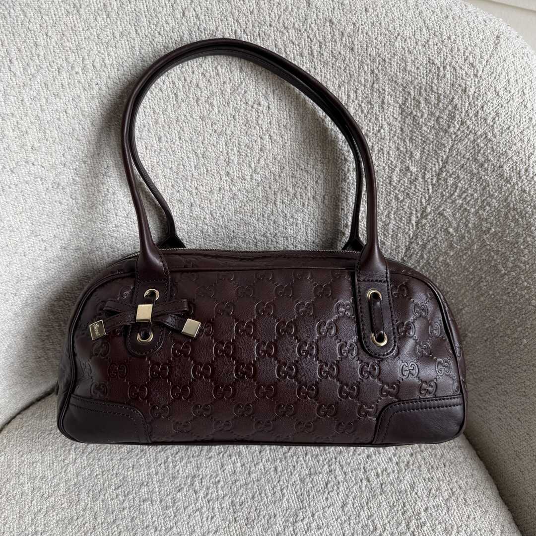 Gucci Guccissima Princy Brown Leather Shoulder Bag
