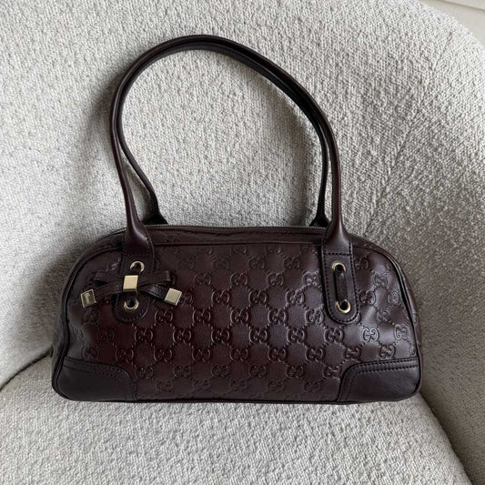 Gucci Guccissima Princy Brown Leather Shoulder Bag