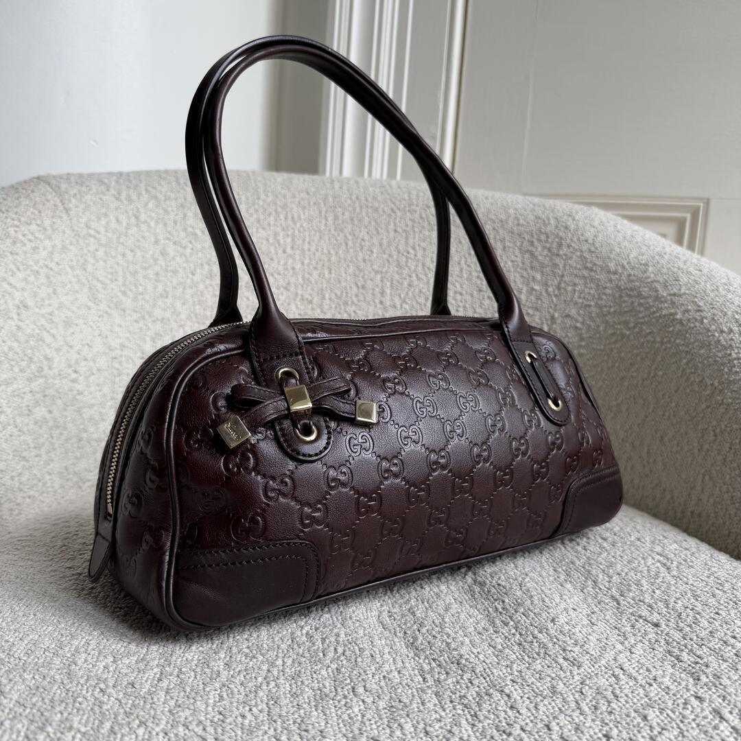 Gucci Guccissima Princy Brown Leather Shoulder Bag