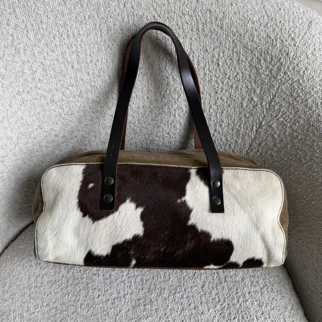 Archive Miu Miu Cow Print Corduroy Shoulder Bag