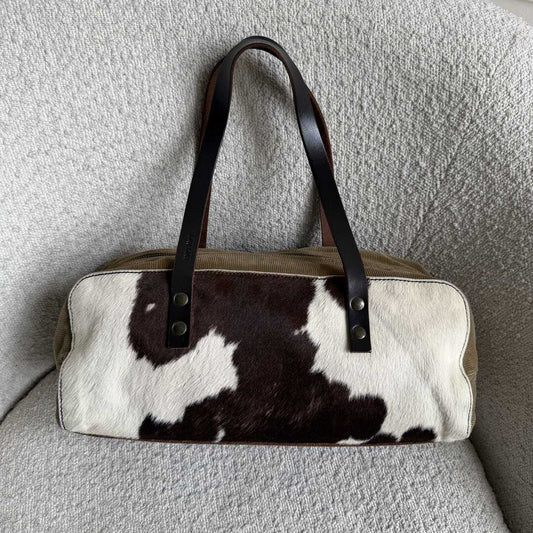 Archive Miu Miu Cow Print Corduroy Shoulder Bag
