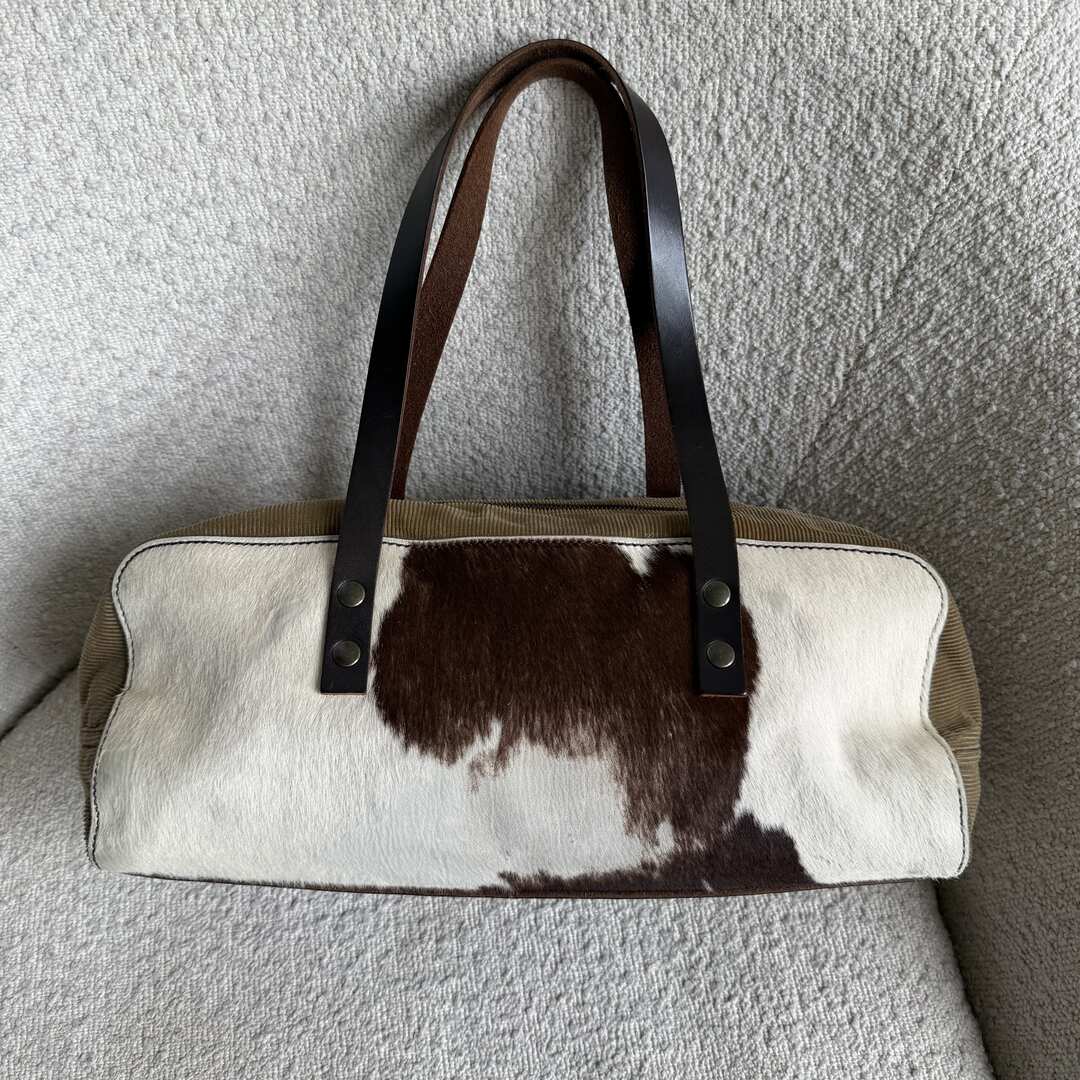 Archive Miu Miu Cow Print Corduroy Shoulder Bag