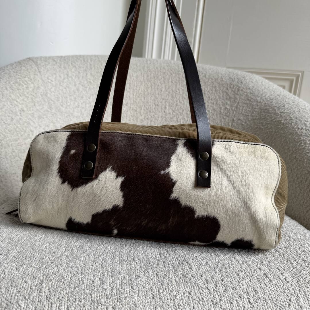 Archive Miu Miu Cow Print Corduroy Shoulder Bag