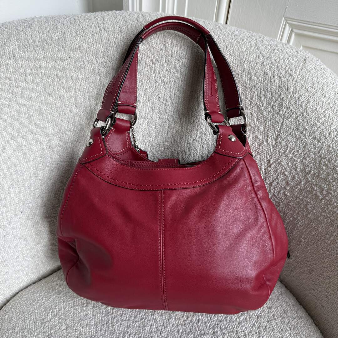 Coach Soho Hobo Leather Red Buckle Shoulder Bag