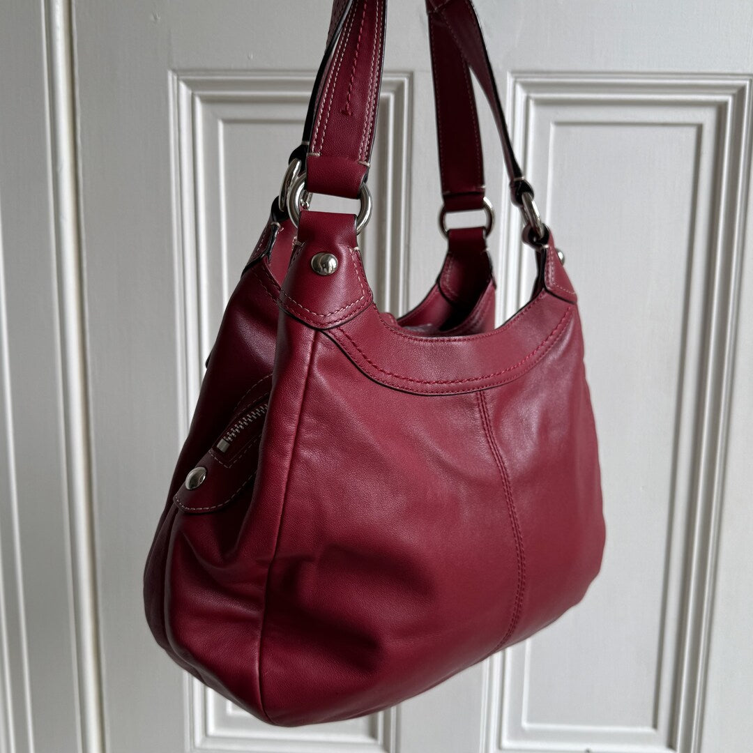 Coach Soho Hobo Leather Red Buckle Shoulder Bag