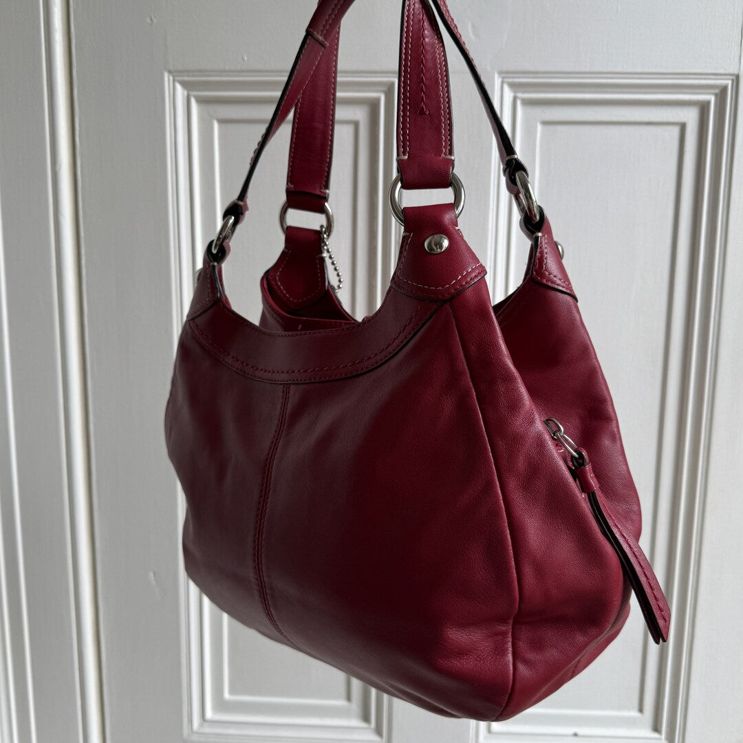 Coach Soho Hobo Leather Red Buckle Shoulder Bag