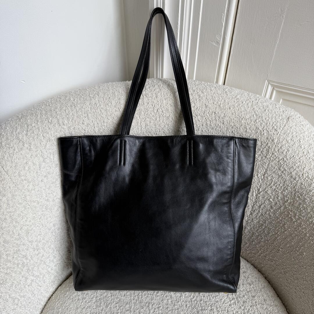 Miu Miu Vitello Black Leather Tote Bag
