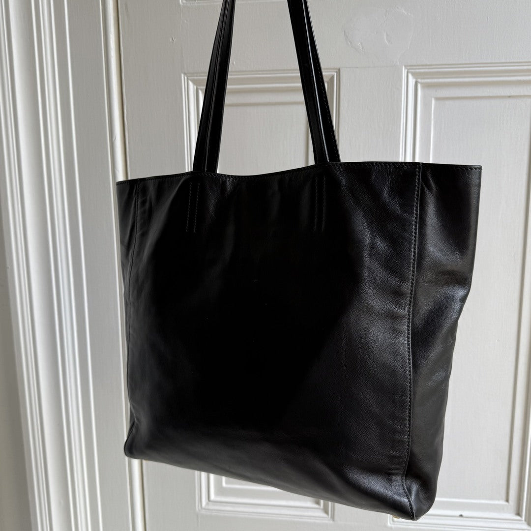 Miu Miu Vitello Black Leather Tote Bag