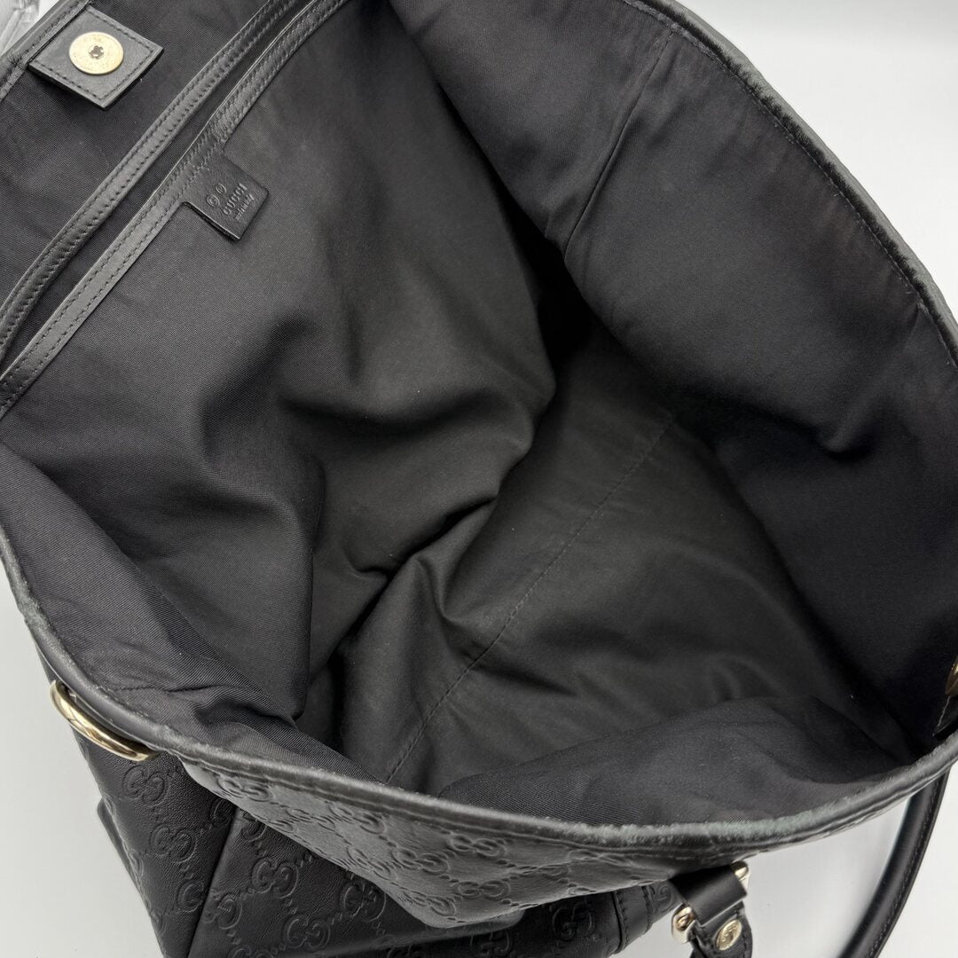 Gucci Guccissima Black Leather Tote Bag