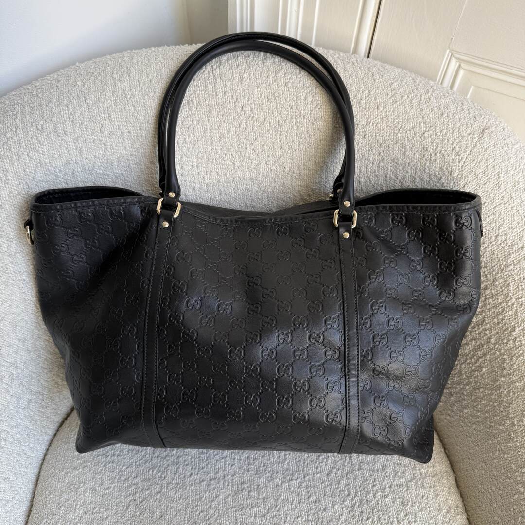 Gucci Guccissima Black Leather Tote Bag