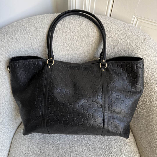 Gucci Guccissima Black Leather Tote Bag
