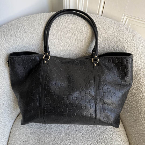 Gucci Guccissima Black Leather Tote Bag