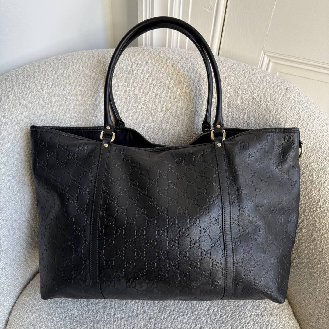 Gucci Guccissima Black Leather Tote Bag