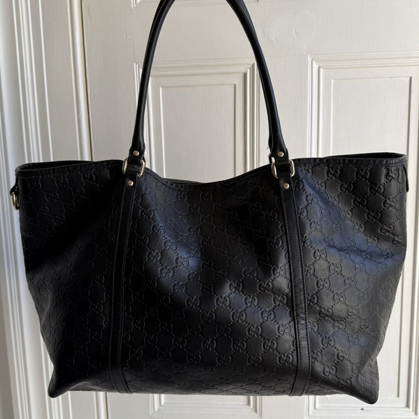 Gucci Guccissima Black Leather Tote Bag