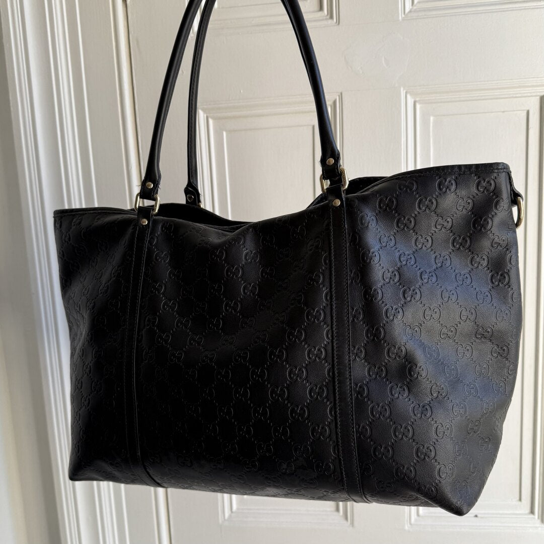 Gucci Guccissima Black Leather Tote Bag