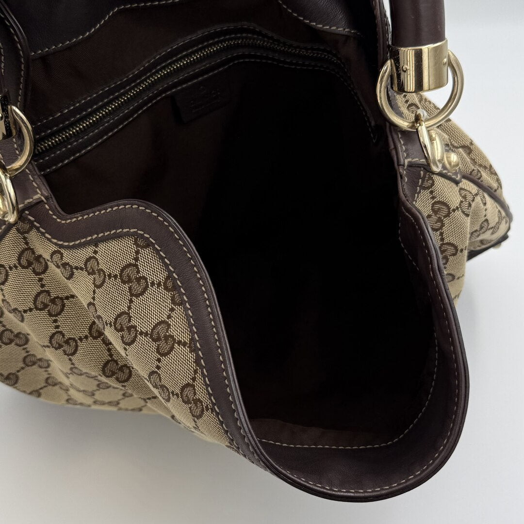 Gucci GG Canvas Indy Bamboo Brown Handbag