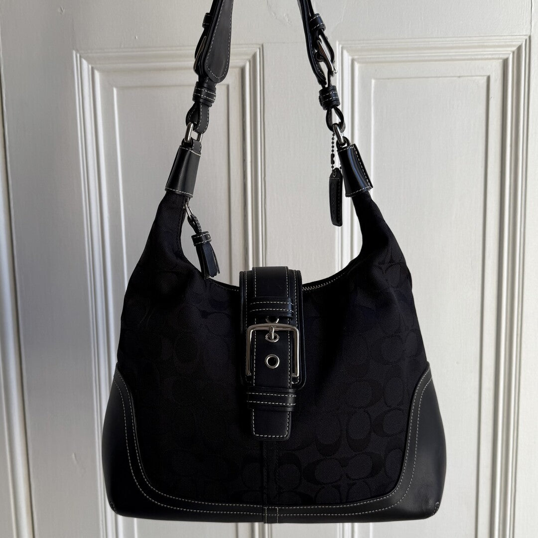 Coach Signature Hamilton Hobo Black Shoulder Bag