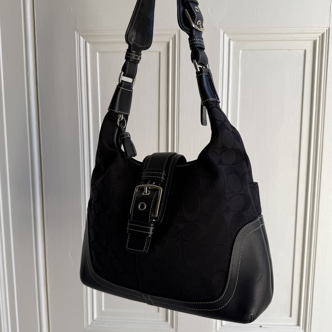 Coach Signature Hamilton Hobo Black Shoulder Bag