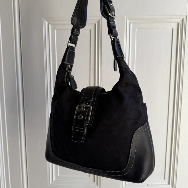 Coach Signature Hamilton Hobo Black Shoulder Bag