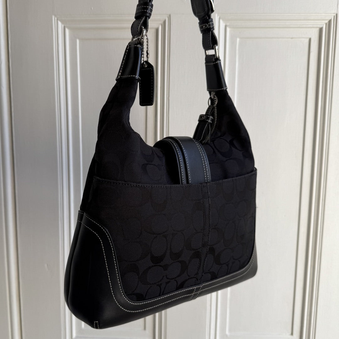 Coach Signature Hamilton Hobo Black Shoulder Bag