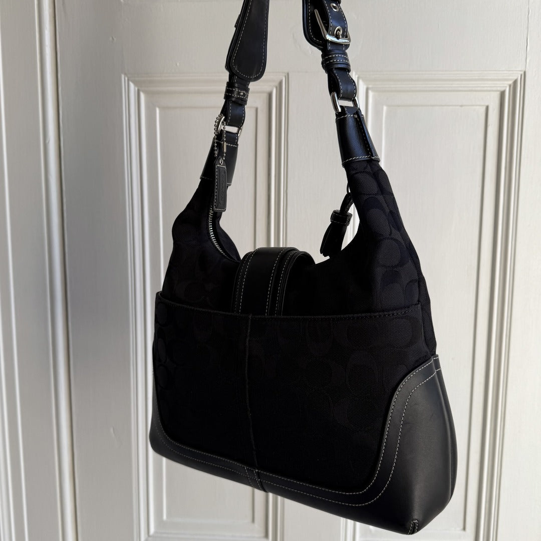 Coach Signature Hamilton Hobo Black Shoulder Bag