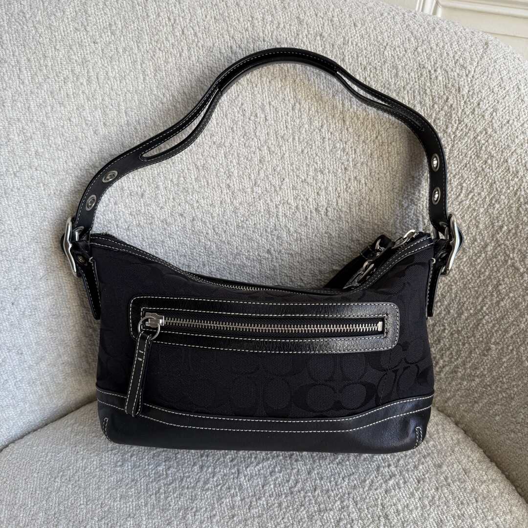 Coach Signature Tassel Black Shoulder Bag