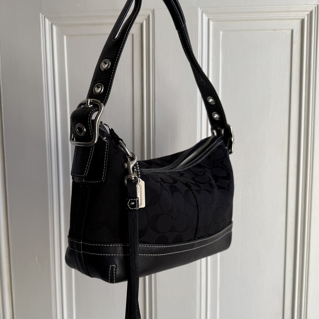 Coach Signature Tassel Black Shoulder Bag