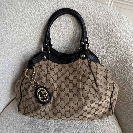 Gucci Monogram Sukey Black Tote Bag