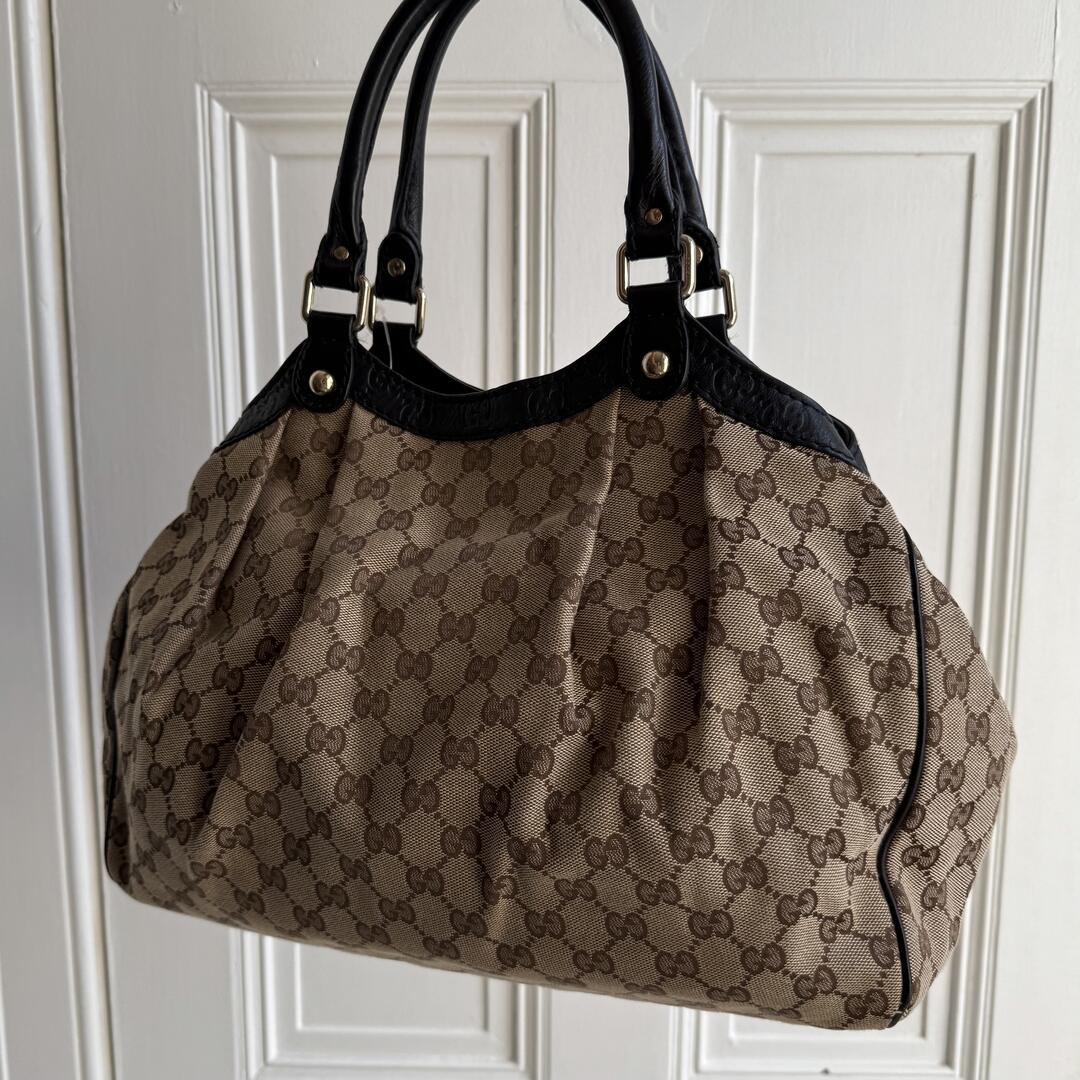 Gucci Monogram Sukey Black Tote Bag