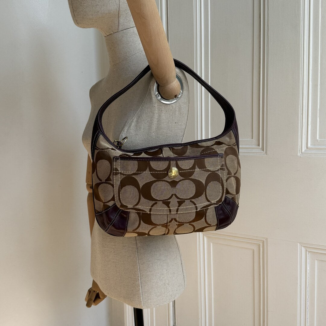 Coach Signature Hobo Purple Shoulder Bag