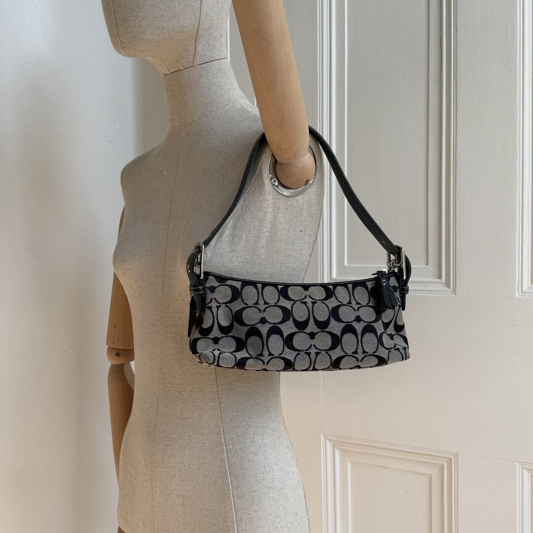 Coach Signature Baguette Black Shoulder Bag