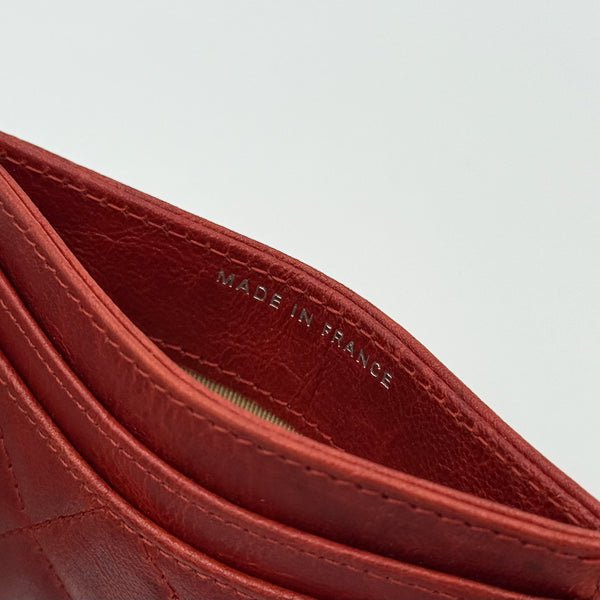 2008 Chanel CC Red Leather Card Case Wallet