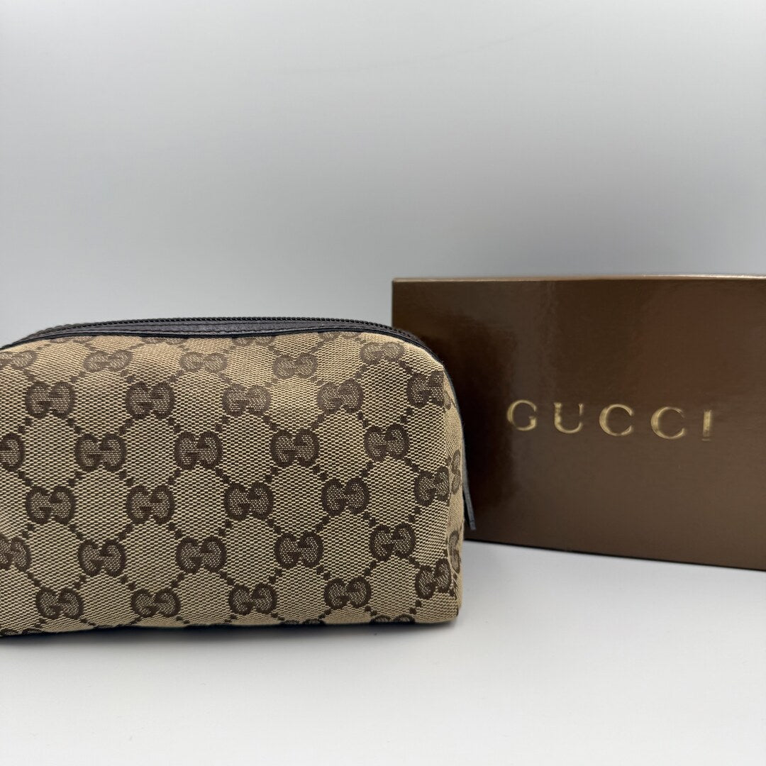 Gucci GG Canvas Brown Cosmetic Pouch