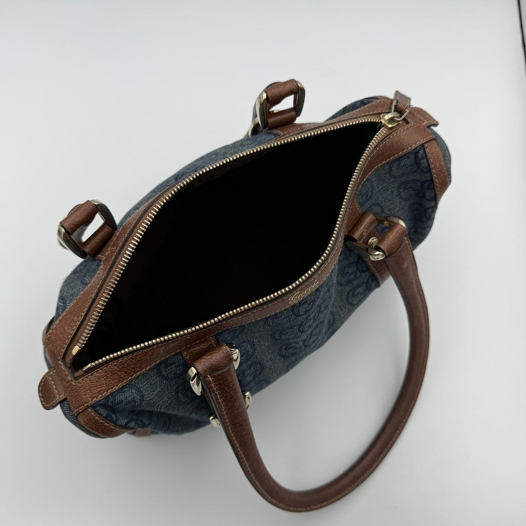 Gucci GG Denim Mini Abbey Boston Shoulder Bag